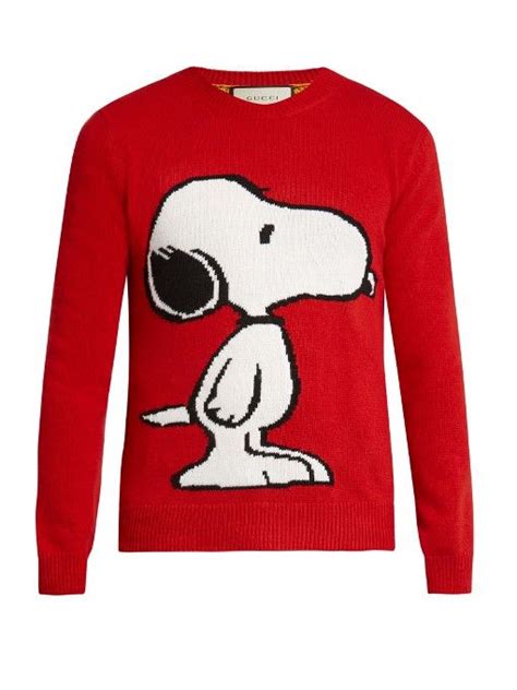 gucci red snoopy sweater|Gucci Snoopy Intarsia Wool Crew.